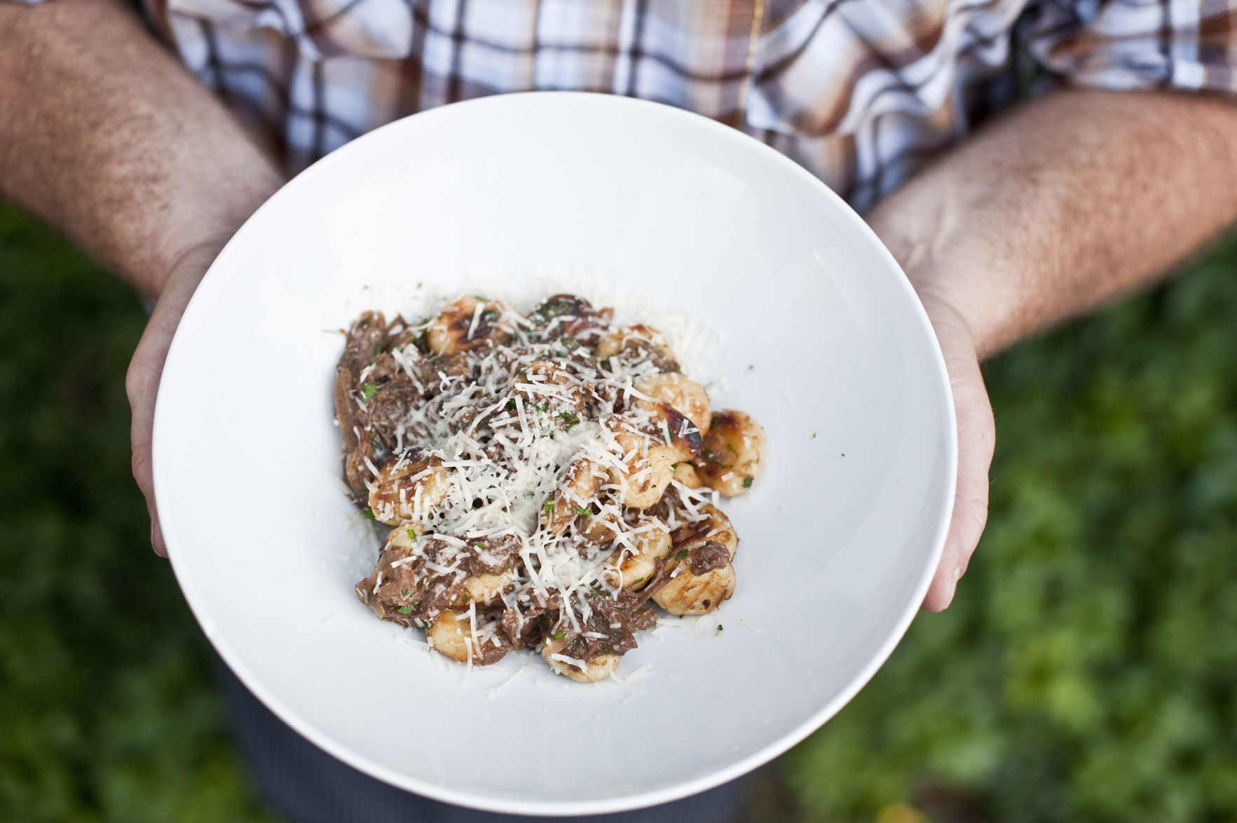 Braised Short Rib potato gnocchi with caramelized onion